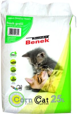 Наполнитель для туалета Super Benek Corn Cat Свежая трава от компании Бесплатная доставка по Беларуси - фото 1