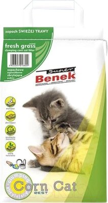 Наполнитель для туалета Super Benek Corn Cat Свежая трава от компании Бесплатная доставка по Беларуси - фото 1