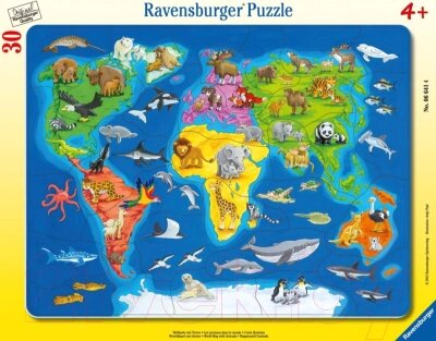 Пазл Ravensburger Карта мира с животными / R06641 от компании Бесплатная доставка по Беларуси - фото 1