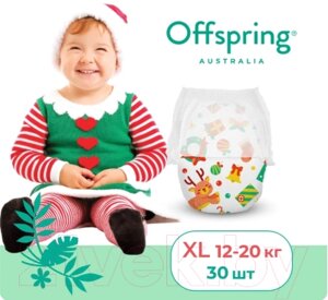 Подгузники-трусики детские Offspring XL 12-20кг Новый год / OF02XLXMAS