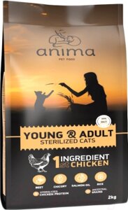 Сухой корм для кошек Anima для стерилизованных котят и кошек с курицей