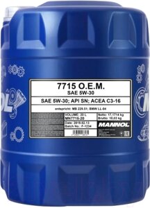 Моторное масло Mannol OEM 5W30 SN/SM/CF / MN7715-20