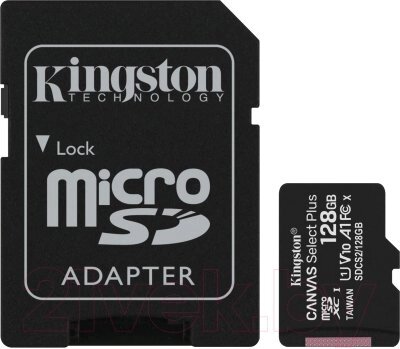 Карта памяти Kingston Canvas Select Plus 100R micro. SDXC Class10 UHS-I U1 V10 A1 128GB - акции