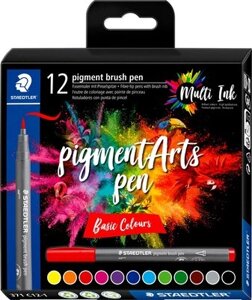 Набор капиллярных ручек Staedtler Pigment Brush. Basic Colours / 371 C12-1