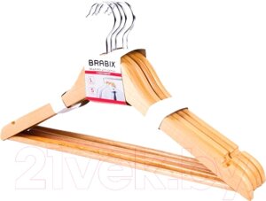 Набор деревянных вешалок-плечиков Brabix Стандарт р. 48-50 / 601159