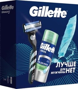 Набор для бритья Gillette Mach3 Станок с 1 сменной кассетой+Гель д/бритья Series 75мл