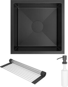 Мойка кухонная Roxen Uno 560210-44B PVD под столешницу с ролл-матом и дозатором