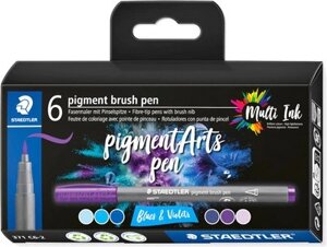 Набор капиллярных ручек Staedtler Pigment Brush. Blues&Violets / 371 C6-2