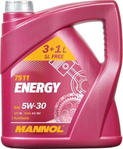 Моторное масло Mannol Energy 5W30 API SL A3/B3 / MN7511-3+1