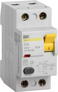 Дифференциальный автомат IEK ВД1-63 2P 63А 100mA / MDV10-2-063-100