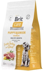 Сухой корм для собак Brit Care Dog Puppy&Junior M Healthy Growth с инд. и уткой / 5066285
