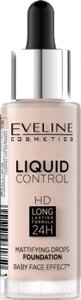 Тональный крем Eveline Cosmetics Liquid Control №005 Ivory инновационный жидкий