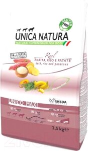 Сухой корм для собак Unica Natura Maxi утка, рис, картофель