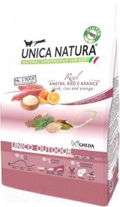 Сухой корм для кошек Unica Natura Outdoor утка, рис, апельсин