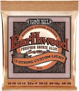 Струны для 12-струнной гитары Ernie Ball 2152 Phosphor Bronze Custom Light 10-48