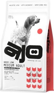 Сухой корм для собак AJO Medium Adult для взрослых собак ср. пород с говядиной и гречкой