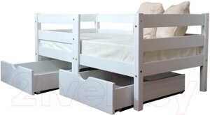 Кровать-тахта детская EcoWood Виктория 80x160 с ящиками / ECO. 001.00041.80-160. W