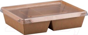 Набор одноразовых контейнеров Paperko Двухсекционный С пластиковой крышкой конт1000-2К