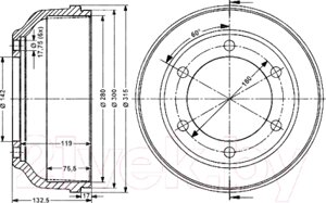 Тормозной барабан Stellox 60262509SX