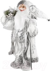 Фигура под елку GrandSiti Дед Мороз в серебряной шубке с посохом и подарками / 21830-30