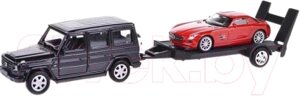 Набор игрушечных автомобилей Welly Mercedes-Benz G-Class, Mercedes-Benz SLS AMG / 43689F-2TB (A1)