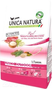 Сухой корм для кошек Unica Natura Outdoor ветчина, рис, бобы