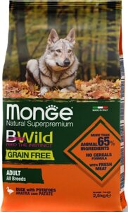 Сухой корм для собак Monge BWild Grain Free Adult All Breeds Duck&Patato