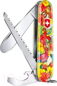 Нож швейцарский Victorinox Попугай +раскраска и шнурок на шею / 0.2373. E3