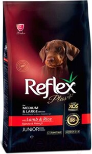 Корм для собак Reflex Plus Junior Для средних и крупных пород с ягненком и рисом