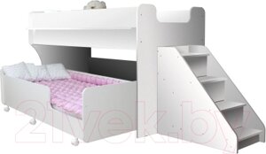 Двухъярусная кровать детская Капризун 12 Р444-2 с лестницей и ящиками