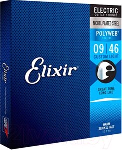 Струны для электрогитары Elixir Strings Custom Light 12025 Polyweb 9-46