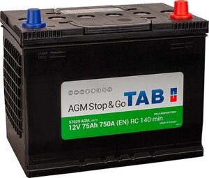 Автомобильный аккумулятор TAB AGM R + 75R D26