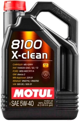 Моторное масло Motul 8100 X-clean 5W40 / 104720 - гарантия