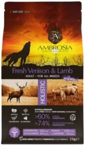 Сухой корм для собак Ambrosia Grain Free для всех пород с олениной и ягненком / U/AVL2