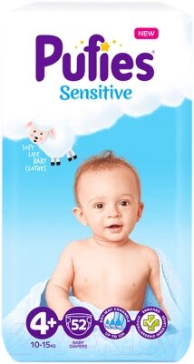 Подгузники детские Pufies Sensitive Maxi+ 10-15кг от компании Бесплатная доставка по Беларуси - фото 1