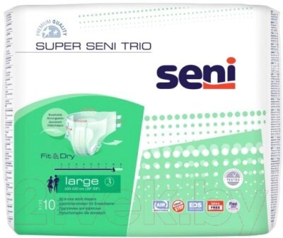 Подгузники для взрослых Seni Super Trio Large от компании Бесплатная доставка по Беларуси - фото 1