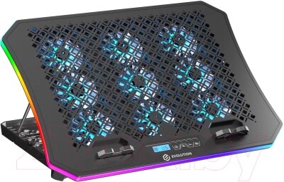 Подставка для ноутбука Evolution LCS-05 RGB с активным охлаждением от компании Бесплатная доставка по Беларуси - фото 1