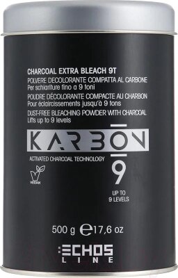 Порошок для осветления волос Echos Line Karbon 9 Charcoal Extra Bleach беспыльный от компании Бесплатная доставка по Беларуси - фото 1