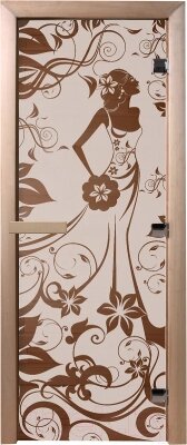 Стеклянная дверь для бани/сауны Doorwood Девушка в цветах 70x190 / DW01219 от компании Бесплатная доставка по Беларуси - фото 1