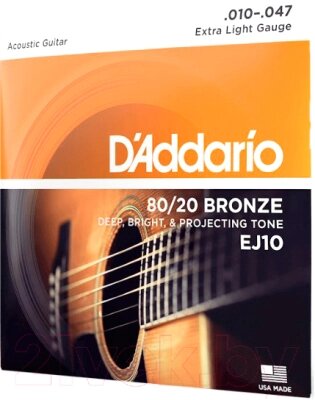 Струны для акустической гитары D'Addario EJ10 от компании Бесплатная доставка по Беларуси - фото 1