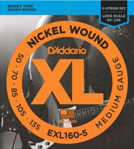 Струны для бас-гитары D'Addario EXL160-5 50-135