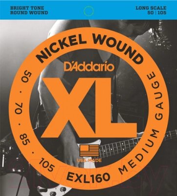 Струны для бас-гитары D'Addario EXL160 50-105 от компании Бесплатная доставка по Беларуси - фото 1