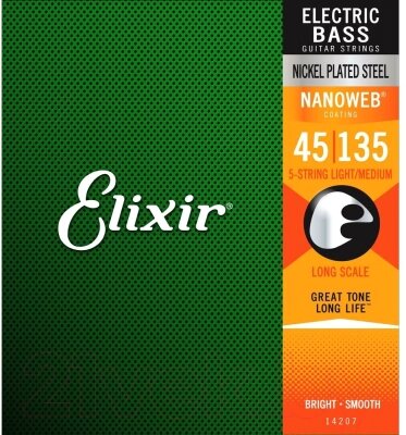 Струны для бас-гитары Elixir Strings 14207 45-135 5-String от компании Бесплатная доставка по Беларуси - фото 1