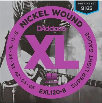 Струны для электрогитары D'Addario EXL-120-8 от компании Бесплатная доставка по Беларуси - фото 1