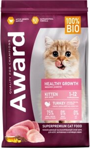 Сухой корм для кошек Award Healthy Growth Kitten с индейкой и курицей