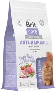 Сухой корм для кошек Brit Care Cat Anti-Hairball с белой рыбой и индейкой / 5066261