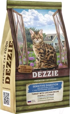 Сухой корм для кошек Dezzie Sensitive Digestion Cat индейка с курицей / 5659123 от компании Бесплатная доставка по Беларуси - фото 1