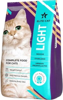 Сухой корм для кошек ELITE CAT Light для стерилизованных кошек профилактика МКБ от компании Бесплатная доставка по Беларуси - фото 1