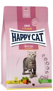 Сухой корм для кошек Happy Cat Junior 4-12 Month Land Geflugel птица, без злаков / 70539