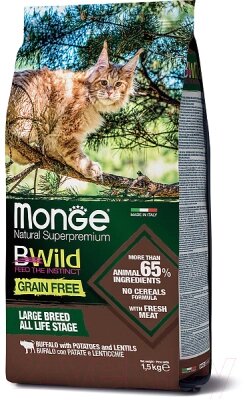 Сухой корм для кошек Monge BWild Cat Grain Free Large Buffalo Potatoes от компании Бесплатная доставка по Беларуси - фото 1